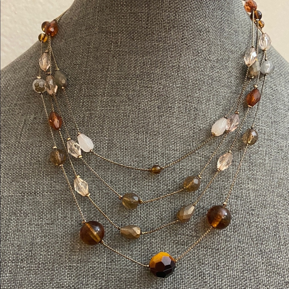 Vintage 90s 4 Strand Glass Beads Layered Necklace